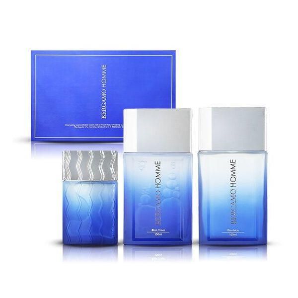 Bergamo Homme Men&#39;s 3-Piece Set Men&#39;s Skin Lotion Basic Cosmetics Set for Men