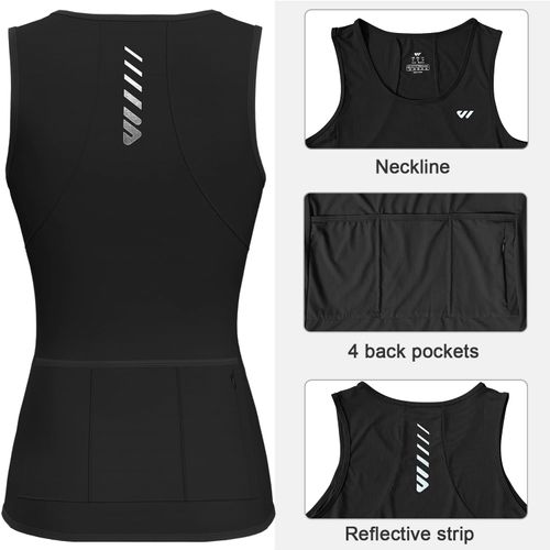Lo.gas Women's Sleeveless Cycling Jersey Breathable Road Bike Jersey Cycling Shirt Mountain Bike Women Sports Shirts for Women Tank Top 1-2 Pack Tank Top, 1-Black