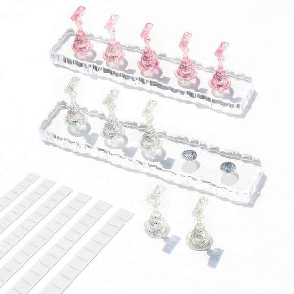 BQAN 2 Set Nail Stand for Painting Nails, Acrylic Nail Stand for Press ons / Nails Holder with 96 Pcs Reusable Adhesive Putty (Flower)