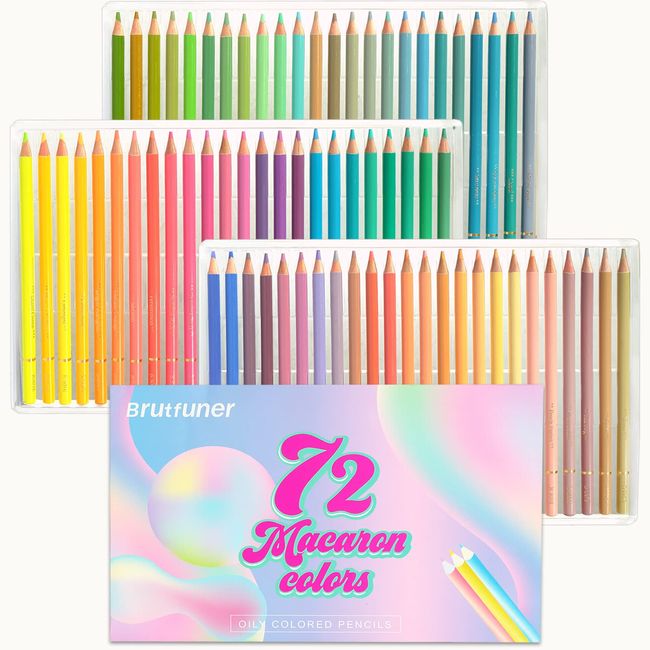 Macaron Colored Pencils, Set of 72 Colors, Oil-based Colored Pencils, Non-Toxic, Sketching, Sketching, Students and Beginners, Convenient to Carry