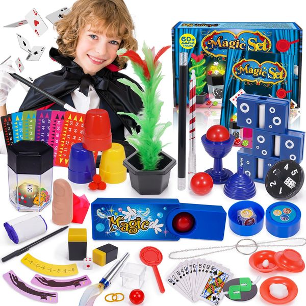 iKidiki Zauberkasten Kinder ab 6 7 8 9 10, Spielzeug ab 6 7 8 9 10 Jahre Jungen Mädchen Zaubertricks Kinder mit Zauberstab Geburtstag Geschenk Junge Mädchen 6-10 Jahre 60+ Magic Tricks