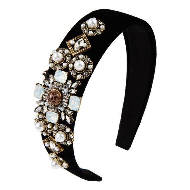 Crystal Rhinestone Headbands, for Women, Plastic Wide Bling Glitter Headband Wide Hairbands, Party Wedding Headpiece Hair Accessories (hairband_1BlackFlower)