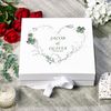 Personalised Wedding Box With Clover Leaf Floral Heart and Ribbon (Medium)