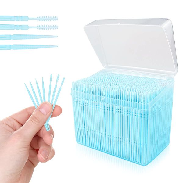 ANRONCH Double Head Disposable Interdental Brushes, 1060 Pcs Oral Hygiene Cleaner Stick Portable Plastic Toothpicks Oral Care Toothpicks Teeth Cleaning Tool