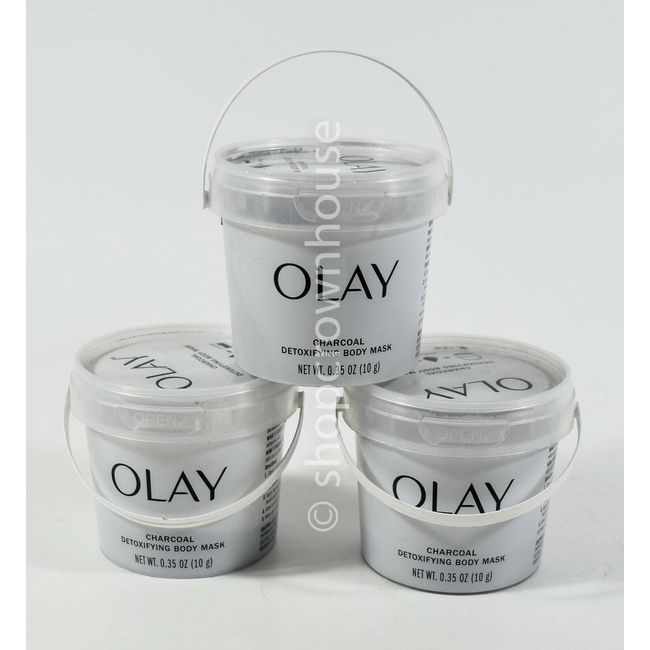 3 OLAY Charcoal DETOXIFYING BODY MASK .35oz Exfoliating peel-off POWDER sealed