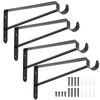 Heavy Duty Wall Mounted Closet Shelf & Rod Brackets - 4 Pcs, Black