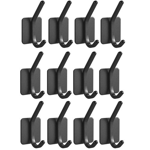 Paoli Heavy Duty Self Adhesive Hooks - Sturdy self Adhesive Hooks for Home, School and Office Easy to fit and Remove,with a Maximum Load Capacity of 30lb(Black 12PC