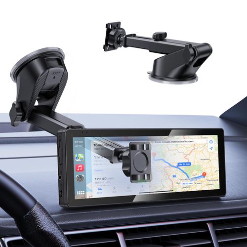 iGoevo Suction Cup Car Mount, Suitable for in-Car Monitors and CarPlay Screens, Tool-Free Installation, Dashboard & Windshield Use, 360° Rotation for Easy Angle Adjustment, Sturdy & Secure, Black