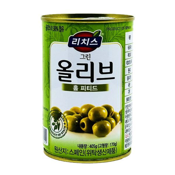 Richie's Green Olive Whole Peated 405g, 1