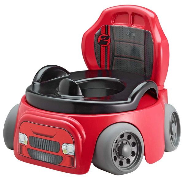 The First Years Training Wheels Racer Potty Training Toilet - Race Car Training Potty - Includes Detachable Toddler Toilet Seat and Kids Potty - Ages 18 Months and Up