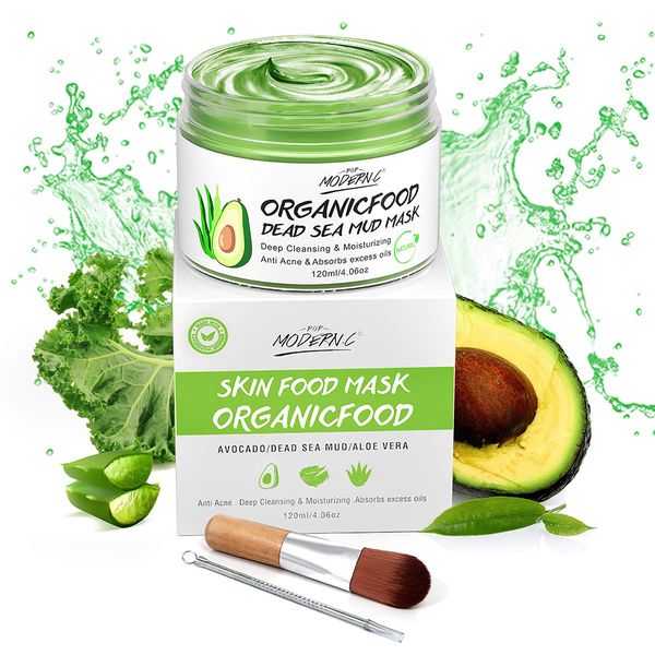 Clay Mask Avocado Dead sea Mud Stick Mask Natural Organic Green Tea Mud Mask Deep Cleansing Blackhead Removal Face Mask Nourishing Hydration Facial Mask With Blackhead Remover Extractor Tools (White)