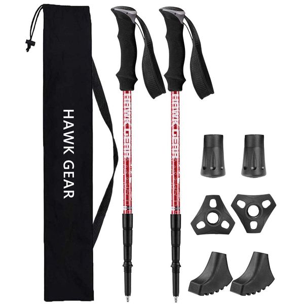 HAWK GEAR Trekking Poles, Anti-shock Function, Ultra-lightweight Aluminum, Set of 2