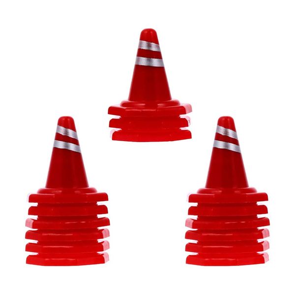 jojofuny 30pcs Miniature Road Cone Tiny Safety Traffic Cone Cake Topper Simulation Red Roadblock Model Photo Prop Construction Party Favors for Kids Children Random Style