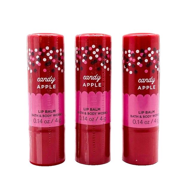 3-Pack Bath & Body Works CANDY APPLE Lip Balm 0.14 oz/4 g