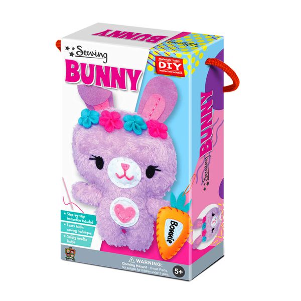 C.S. Kids Magic World DIY Personalised Bunny Sewing Kit |Frist Sewing Arts & Crafts Gifts | Educational Sewing Kit for Kids | Sew Your Own Rabbit (Safety Neddle & Instruction Included)