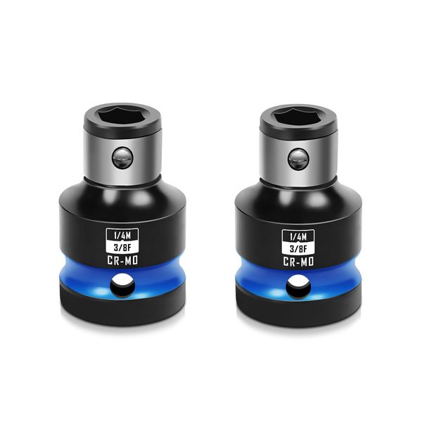 BLACKROBOT 2PCS Impact Bit Holders 3/8 Inch Square Drive to 1/4 Inch Hex Socket Adapter for Impact Wrench