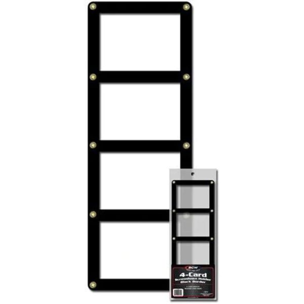 BCW 4 Screwdown Card Holder | Black Border | Holds 4 Standard Trading Cards | Brass Screws | Recessed Card Areas for Extra Protection | Durable Polypropylene Construction | Secure Display Case