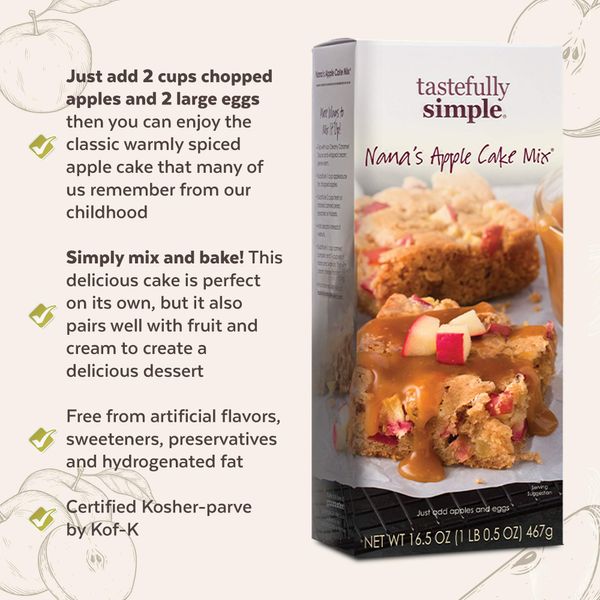 Tastefully Simple Nana's Apple Cake Mix, 16.5 Ounce