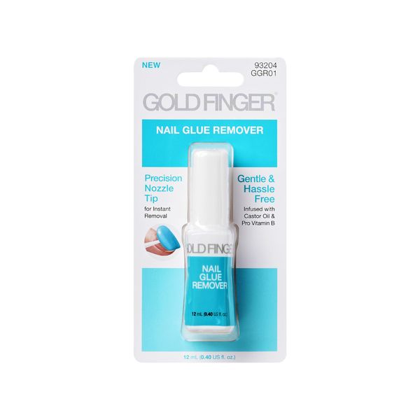 GOLDFINGER Quick & Easy Nail Glue Remover with Precision Tip, Gentle, Non-Damaging, Enriched with Castor Oil & Vitamin B, Instant False & Press on Nail Remover