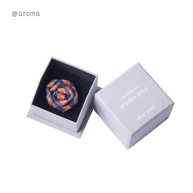 [Official At Aroma] Aroma Pins Tibitie Rose TB02 Navy x Orange Aroma Pin Badge Aroma Accessory Pin Brooch Casual Brooch Box Flower Hall Tibitie At Aroma @aroma