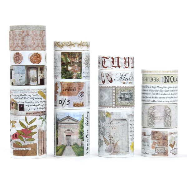 infeelme 18 Rollen Washi Tape Set Vintage Masking Tapes, Dekorative Klebebänder mit Mehreren Mustern für Scrapbooking, Bullet Journal, Tagebücher, Kalender und Karten