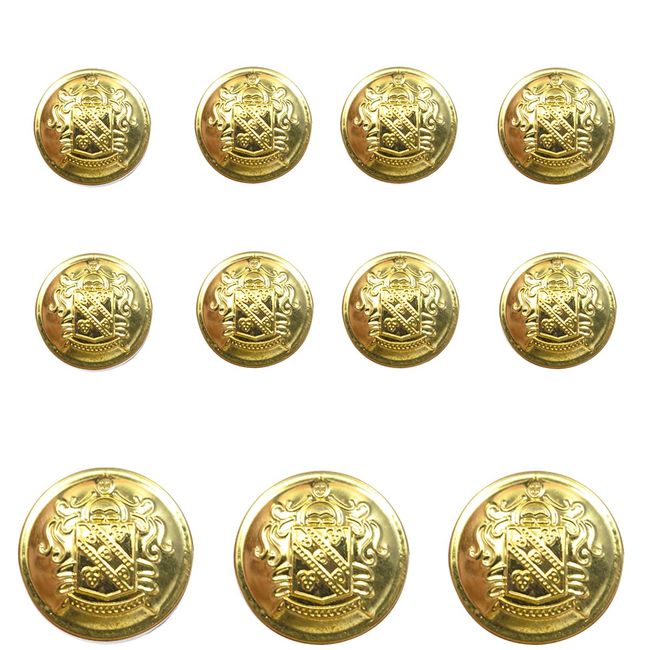 KENDANY 11 Piece Metal Blazer Button Set - for Blazer, Suits, Sport Coat, Uniform, Jacket (Gold)15mm 20mm