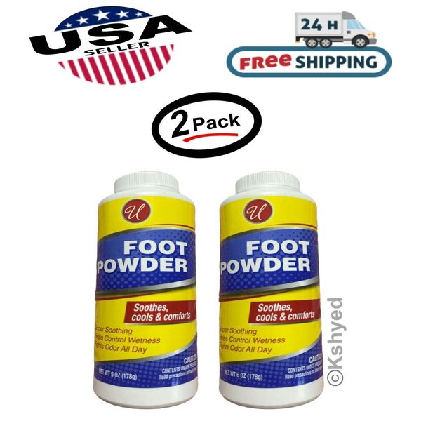 (2 Pack) Odor Control Foot Powder Talc-Free Shoe Deodorizer Moisture Absorbent