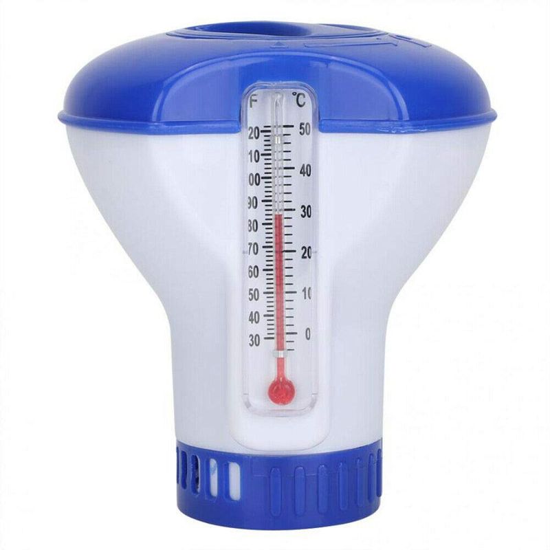 Swimming Pool Chlorine Dispenser Plus Chlorine Tablets For Pool 5 Inch Deluxe Large Blue And White Floating Swimming Pool
