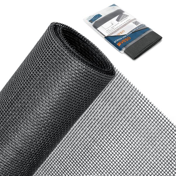 MAGZO Screen Door Replacement Mesh,48"W x 99"L Window Screen Mesh Adjustable Screen for French Patio Entry Porch Sliding Door Screen Mesh Curtain Net Black