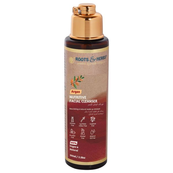 ROOTS AND HERBS Ayurvedic 100% Vegan Nutritive Argan Facial Cleanser for Men and Women