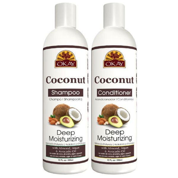 OKAY-Shampoo and Conditioner Coconut Hair Care Set Deep Moisturizing- Set Of 2 X 12 Oz