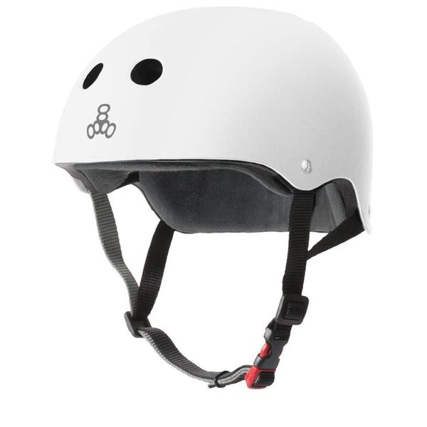 Triple Eight The Certified Sweatsaver Helmet for Skateboarding, BMX, and Roller Skating, White Rubber, Small/Medium