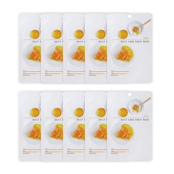 EUNYUL [Pack of 10] Daily Care Facial Sheet Mask Pack Honey x 10ea Korean Skincare Hydrating & Nourishing & Natural Ingredients for All Skin Types