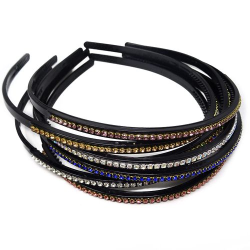 Honbay 7PCS Bling Bling Rhinestone Headband 1 Row Non-slip Thin Hair Hoops Fashion Plastic Teeth Headbands Fancy Hair Accessories for Women Girls (7 Color)