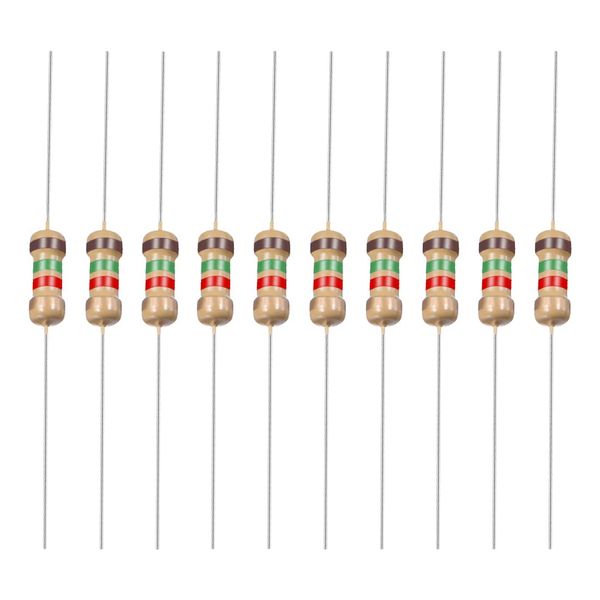 YOKIVE 50pcs Carbon Film Resistors 1/4W 1.5K Ohm 5% Tolerance Resistors for DIY Electronic Projects 4 Color Bands 45x2.2mm