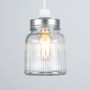 Retro Style Silver Brushed Chrome and Clear Glass Ribbed Pattern Design Jar Ceiling Pendant Light Shade