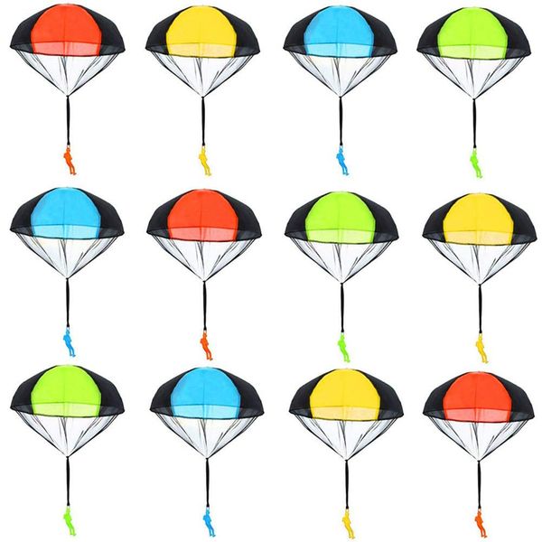 Tkocisa 12 Pack Parachute Toys, Tangle Free Throwing Parachute Toy Parachute Figures Plastic Warrior Figures for Kids Party Favors Outdoor