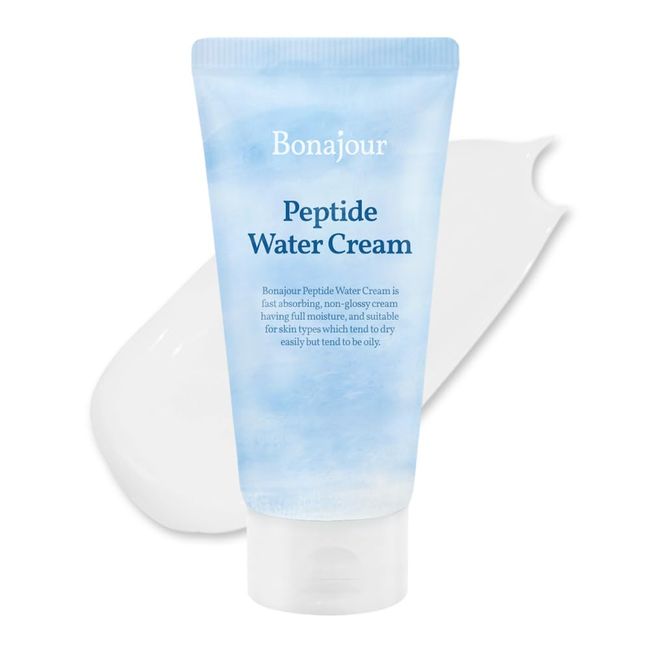 BONAJOUR] Vegan Peptide Hyaluronic Acid Moisturizing Cream for oily skin & sensitive skin (Lightweight face moisturizer), Best Anti Aging & Wrinkle, Repair, Brightening Care Lotion 3.38 Fl. oz
