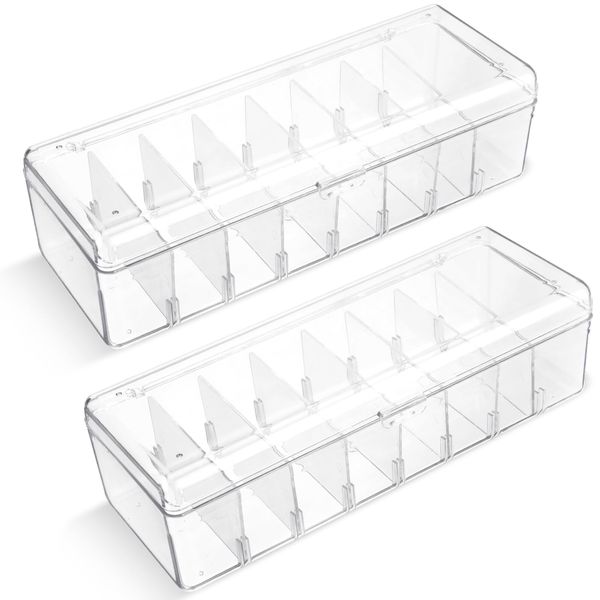 Wenqik Trading Card Storage Box Plastic Card Storage Box Transparent Playing Card Case with Removable Dividers Storage 560 Standard Cards(2 Pcs)