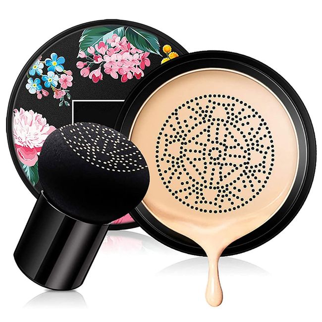 Mushroom Head Air Cushion BB Cream,Concealer Lasting Nude Makeup Moisturizing Brightening Pigment CC Liquid Foundation, Even Skin Tone Makeup Base Primer Foundation (Natural)