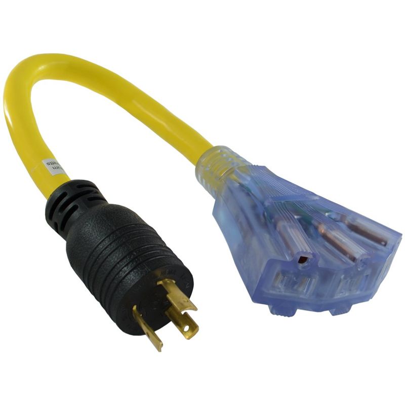 Conntek 1.5-Feet 20-Amp STW 12/3 Tri-Outlet Cord, 20-Amp Locking L5-20P ...