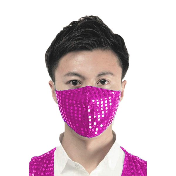 3D Merchen Sequin Fabric, Thin, Cloth Mask, Washable, Unisex, Prevents Ear Pain, Mask 27msk12, safety pink