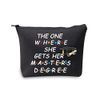 Masters Degree Graduation Gifts for Her Makeup Bag The One Where She Gets Her Masters Degree Students Gifts Cosmetic Travel Bag Zipper Pouch (Masters Degree Bag Black)