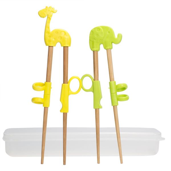 Surflyee Kids Chopsticks Childrens Chopsticks Giraffe & Elephant Kids Training Chopsticks Learning Chopsticks Baby Chopstick Helper Practice Chopsticks Toddler Chopsticks for Kids Beginners - 2 Pairs