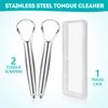 EZ COZY 2 Pack Tongue Scraper, Reduce Bad Breath, Stainless Steel Tongue Scraper for Adults, Metal Tongue Cleaner for Oral Care and Fresher Breath, Easy to Use Tongue Scraper