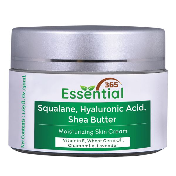 Essential365 Hyaluronic Acid Face Cream, Skin Care | Squalane Cream | Moisturizer Cream | Enriched With Argan Oil, Shea Butter, Jojoba, Grape Seed, Wheat Germ, Chamomile,Lavender | 1.7Oz(50ml)