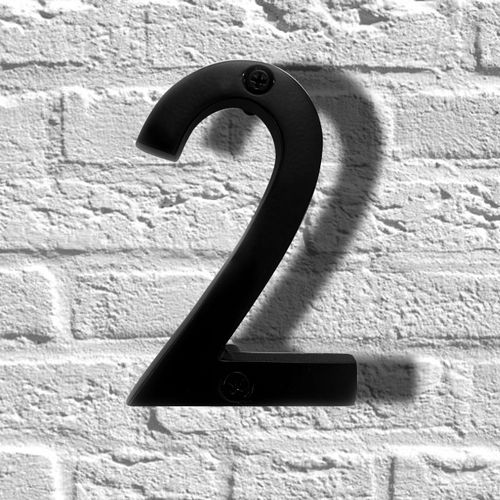 NACH Floating House Numbers, 4 inch Aluminum Black House Numbers for Outside - Number 2, Door Numbers with Mounting Hardware