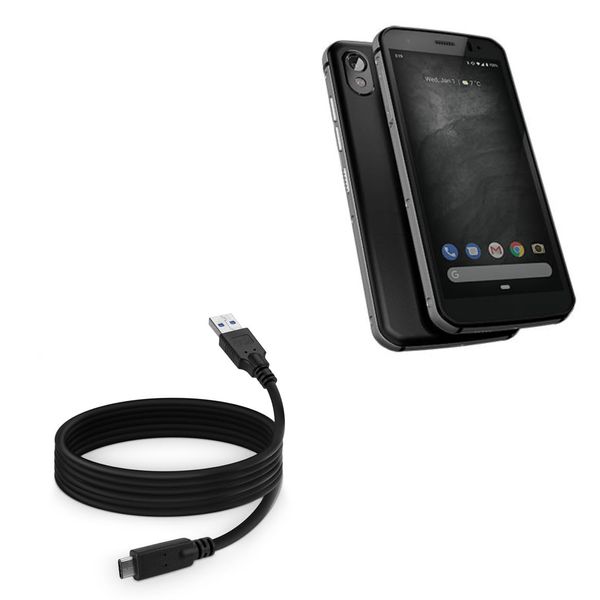 BoxWave Cable Compatible with CAT S52 - DirectSync - USB 3.0 A to USB 3.1 Type C, USB C Charge and Sync Cable - 6ft - Black