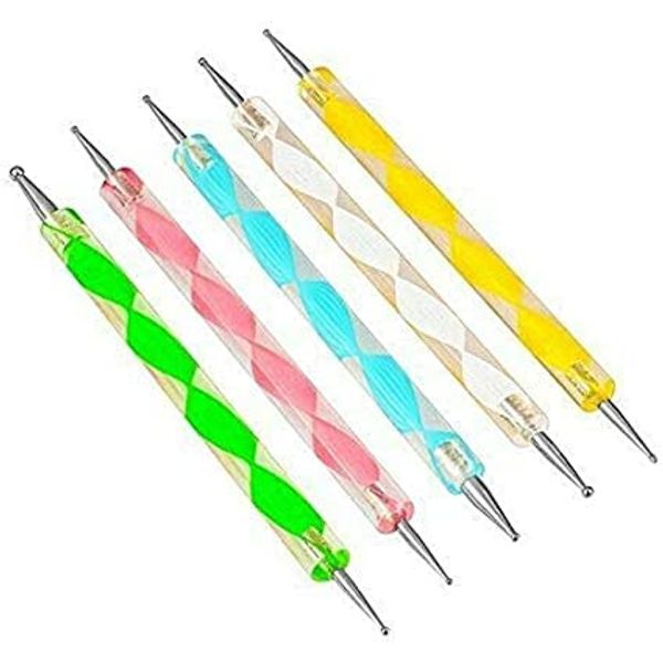 TRTO 5x Two Way Dotting Pen Marbleizing Tool Set Multicolor nail art set