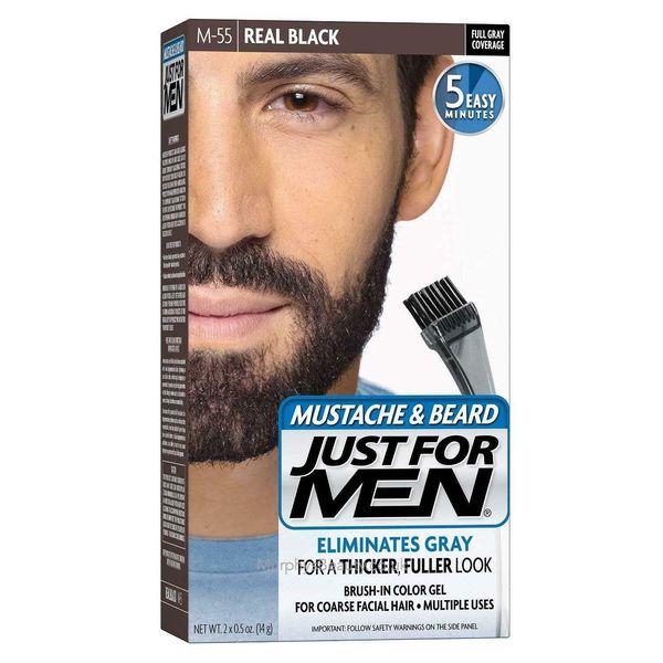 JUST FOR MEN Color Gel Mustache & Beard M-55 Real Black, 1 Count